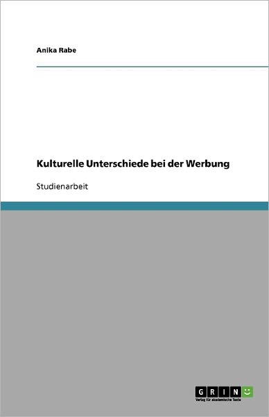 Cover for Rabe · Kulturelle Unterschiede bei der We (Buch) [German edition] (2008)