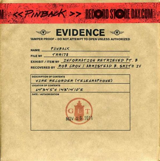 Cover for Pinback · Information Retrieved Part B (LP) (2011)