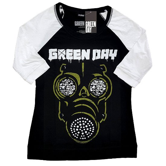 Green Day Ladies Raglan T-Shirt: Green Mask - Green Day - Koopwaar -  - 5056368651816 - 