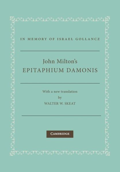 Cover for John Milton · John Milton's Epitaphium Damonis (Paperback Book) (2013)