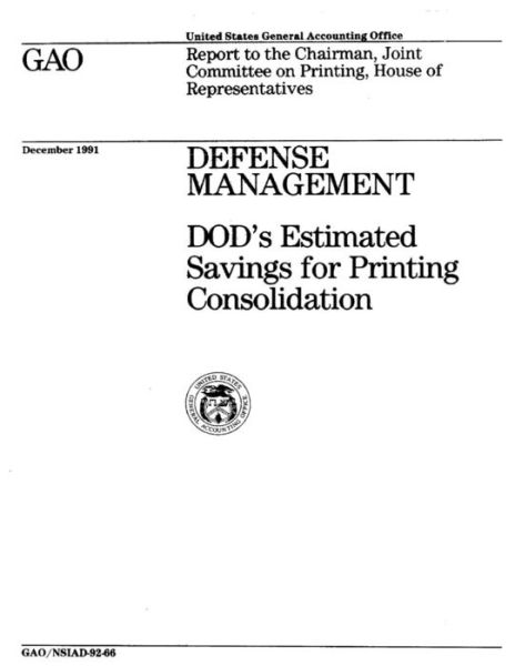 Cover for United States General Acco Office (Gao) · Defense Management (Paperback Book) (2018)