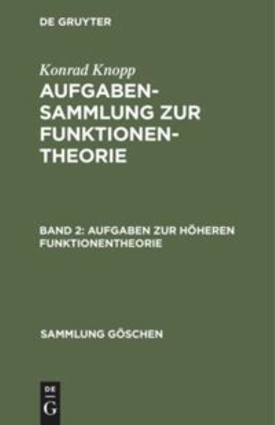 Cover for Konrad Knopp · Aufgaben zur hoeheren Funktionentheorie (Hardcover Book) (1971)