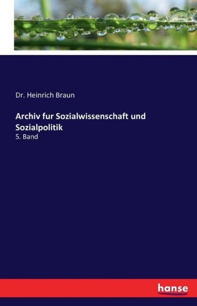 Cover for Braun · Archiv fur Sozialwissenschaft und (Book) (2016)
