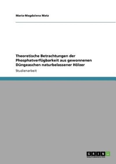 Cover for Matz · Theoretische Betrachtungen der Pho (Book)