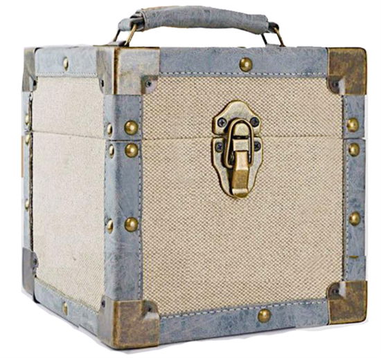 7 Inch 50 Record Storage Carry Case Cream Fabric - Cream Cloth - Audio & HiFi - STEEPLETONE - 5025088207818 -