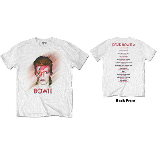 David Bowie Unisex T-Shirt: Bowie Is (Back Print) - David Bowie - Mercancía - MERCHANDISE - 5056170698818 - 9 de enero de 2020