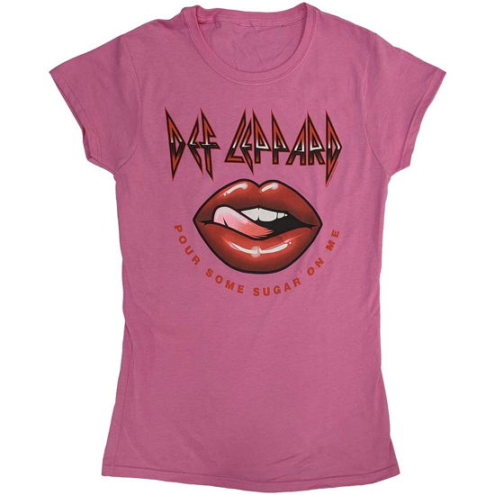 Def Leppard Ladies T-Shirt: Pour Some Sugar On Me Lips Tour 2019 (Ex-Tour) - Def Leppard - Merchandise -  - 5056737224818 - 