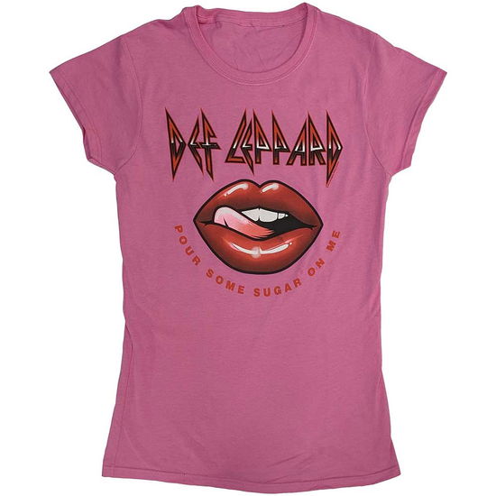 Def Leppard Ladies T-Shirt: Pour Some Sugar On Me Lips Tour 2019 (Ex-Tour) - Def Leppard - Merchandise - - 5056737224818 - January 18, 2024