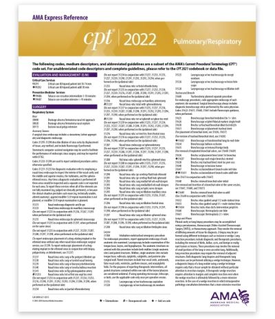 Cover for American Medical Association · CPT Express Reference Coding Card 2022: Pulmonary / Respiratory (Map) (2021)