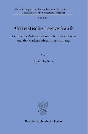 Cover for Alexander Brak · Aktivistische Leerverkäufe (Buch) (2022)