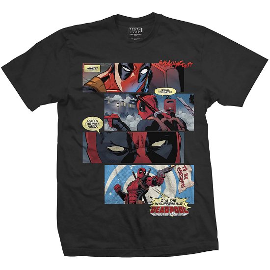Marvel Comics Unisex T-Shirt: Deadpool Strips - Marvel Comics - Mercancía - Bravado - 5055979987819 - 