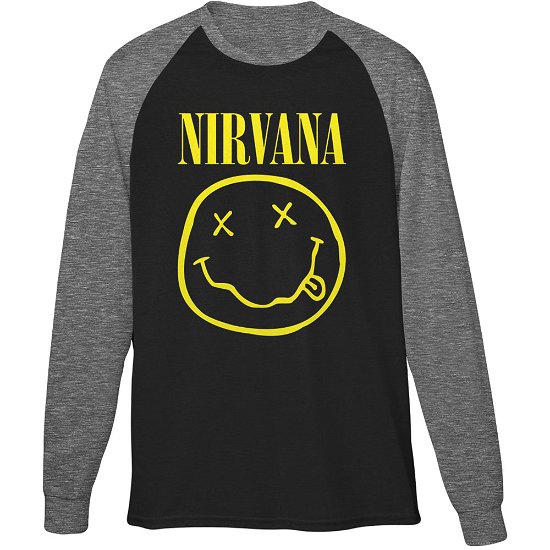 Nirvana Unisex Raglan T-Shirt: Yellow Smiley - Nirvana - Merchandise -  - 5056012041819 - 