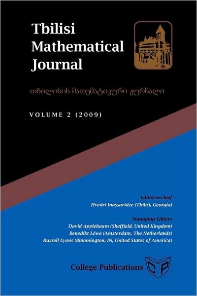 Cover for Hvedri Inassaridze · Tbilisi Mathematical Journal Volume 2 (Paperback Bog) (2010)