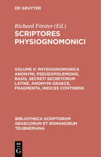 Cover for Richard Foerster · Physiognomonica anonymi, Pseudopolemoni (Book) (1994)