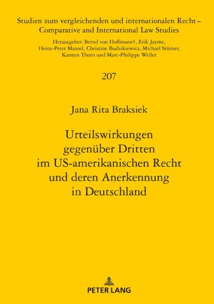 Cover for Braksiek Jana Braksiek · Urteilswirkungen gegenueber Dritten im US-amerikanischen Recht und deren Anerkennung in Deutschland (Hardcover Book) (2020)
