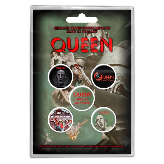 Queen Button Badge Pack: News of the World (Retail Pack) - Queen - Merchandise - PHM - 5055339787820 - 28. Oktober 2019