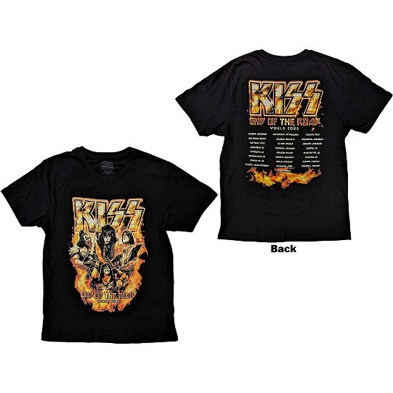 KISS Unisex T-Shirt: End Of The Road Tour Orange (Back Print) - Kiss - Merchandise -  - 5056737245820 - 