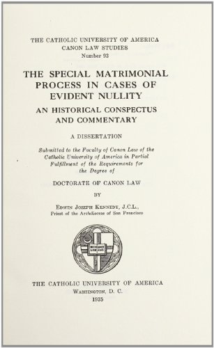 Cover for Kennedy · The Special Matrimonial Process in Cases of Evident Nullity (1935) (Canon Law Dissertations) (Gebundenes Buch) (2013)