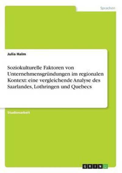 Cover for Halm · Soziokulturelle Faktoren von Unter (Book)