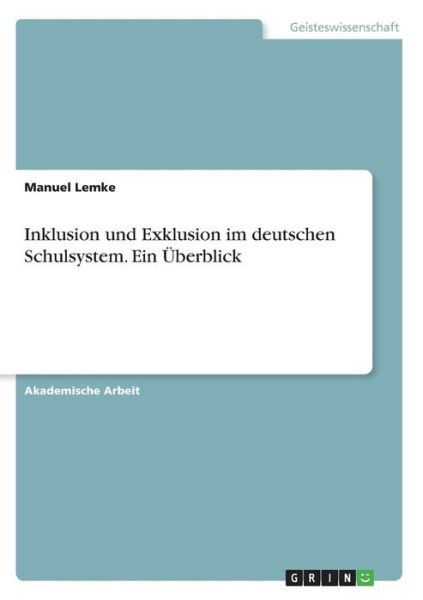 Cover for Lemke · Inklusion und Exklusion im deutsc (Book) (2016)