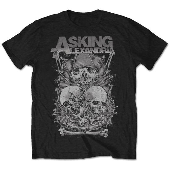 Asking Alexandria Unisex T-Shirt: Skull Stack - Asking Alexandria - Gadżety - Bandmerch - 5055979908821 - 9 października 2024