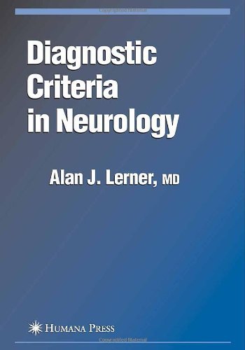 Cover for Alan J. Lerner · Diagnostic Criteria in Neurology - Current Clinical Neurology (Gebundenes Buch) [2006 edition] (2006)