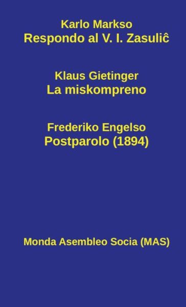 Cover for Karlo Markso · Respondo al V. I. Zasuli? (Inbunden Bok) (2019)