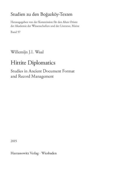 Cover for Waal · Hittite Diplomatics (Book) (2015)