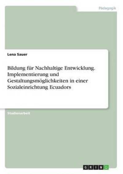 Cover for Sauer · Bildung für Nachhaltige Entwicklu (Book) (2016)