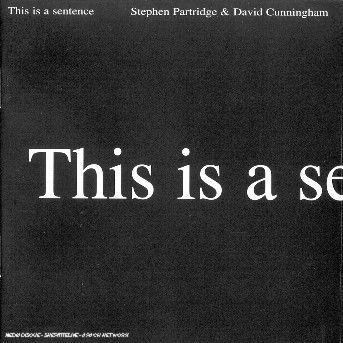 Cover for David Cunningham · This is a Sentence (CD) (2006)