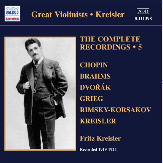 Cover for Kreisler,Fritz/+ · KREISLER: Compl.Recordings 5 (CD) (2012)
