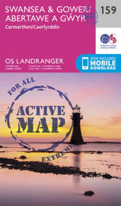 Cover for Ordnance Survey · Swansea &amp; Gower, Carmarthen - OS Landranger Active Map (Landkart) [February 2016 edition] (2016)