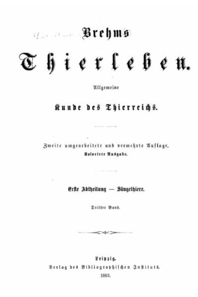 Cover for Alfred Edmund Brehm · Brehms thierleben, allgemeine kunde des thierreichs (Paperback Book) (2016)