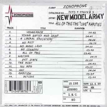 Cover for New Model Army · All of This the Live Rarities (CD) (1999)