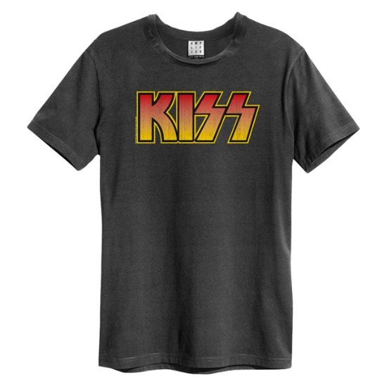 Kiss - Classic Logo Distressed Amplified X Large Vintage Charcoal T Shirt - Kiss - Koopwaar - AMPLIFIED - 5054488089823 - 