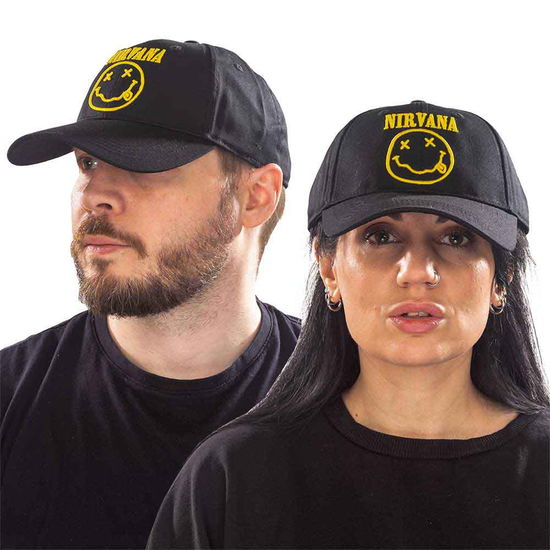 Cover for Nirvana · Nirvana Unisex Baseball Cap: Logo &amp; Happy Face (TØJ) [Black - Unisex edition]