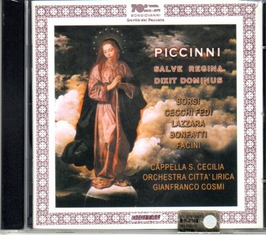 Cover for Piccinni / Borsi / Fedi / Lazzara / Cosmi · Sinfonia in Sol / Salve Regina / Concertato (CD) (2003)