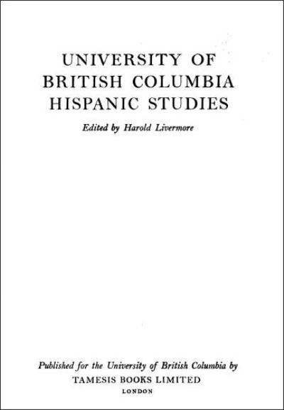 Cover for Harold Livermore · University of British Columbia Hispanic Studies - Monografias A (Paperback Book) (1974)