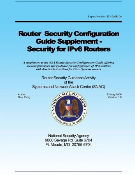 Cover for Ziring · Router Security Configuration Guide Supplement - Security for Ipv6 Routers (Taschenbuch) (2015)