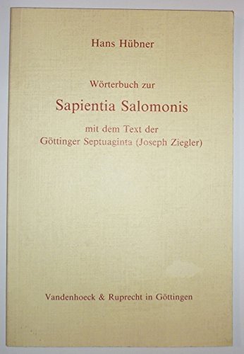Cover for Hans Hubner · Wörterbuch Zur Sapientia Salomonis (Taschenbuch) (1985)