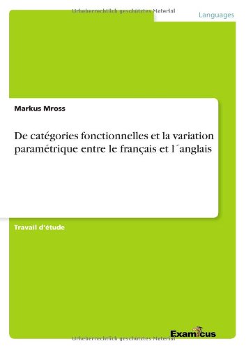 De catégories fonctionnelles et l - Mross - Książki - Examicus Verlag - 9783656991823 - 8 marca 2012