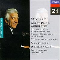 Cover for Vladimir Ashkenazy · Mozart: Piano Concertos 20, 21, 23, 24 &amp; 25 (CD) (1998)