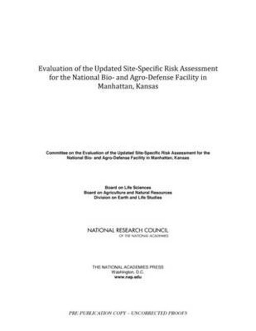 Cover for National Research Council · Evaluation of the Updated Site-Specific Risk Assessment for the National Bio- and Agro-Defense Facility in Manhattan, Kansas (Pocketbok) (2012)