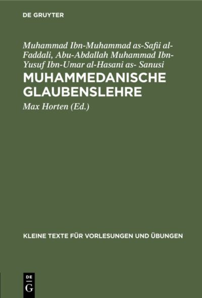 Cover for Muhammad Ibn-Muhammad as-Safii al- Faddali · Muhammedanische Glaubenslehre (Book) (1916)
