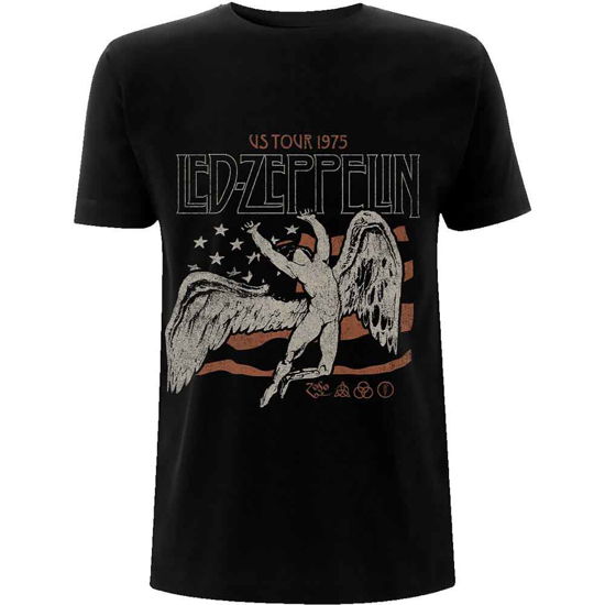 Led Zeppelin Unisex T-Shirt: US 1975 Tour Flag - Led Zeppelin - Fanituote - PHD - 5056187742825 - perjantai 16. huhtikuuta 2021