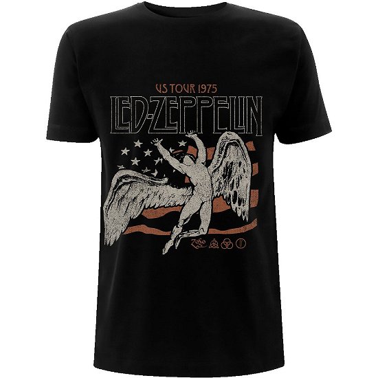 Led Zeppelin Unisex T-Shirt: US 1975 Tour Flag - Led Zeppelin - Produtos - PHD - 5056187742825 - 16 de abril de 2021
