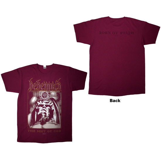 Behemoth Unisex T-Shirt: The Shit Ov God Cover (Red) (Back Print) - Behemoth - Produtos - - 5056836435825 - 28 de fevereiro de 2025