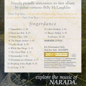 Fingerdance - Billy Mclaughlin - Musik - NARADA - 0083616105826 - 8. oktober 1996