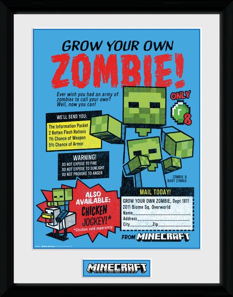 Minecraft: Grow Your Own Zombie (Stampa In Cornice 30x40cm) - Gb Eye Limited - Mercancía - Gb Eye - 5028486386826 - 7 de febrero de 2019