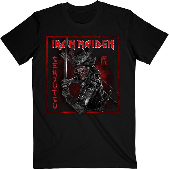 Iron Maiden Unisex T-Shirt: Senjutsu Cover Distressed Red - Iron Maiden - Marchandise - IRON MAIDEN - 5056368689826 - 